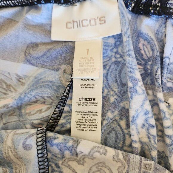 Chicos Women 1/8-M Paisley Floral Artisan Pull On Wide Leg Palazzo Pants Boho - Picture 11 of 11